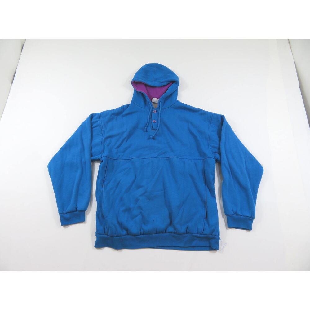 MacGregor Thermal Waffle Lined Hoodie Sweatshirt Blue Sz L 1980s